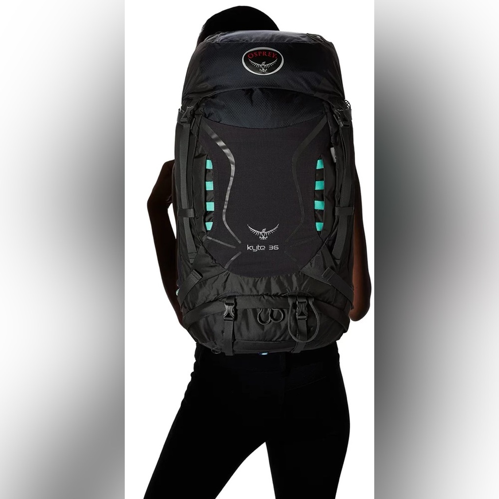 Osprey Kyte 36 Backpack in Black with Teal Highlights